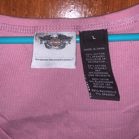 Harley Davidson Pink Graphic Muscle Tee Tank Top Round Neck Women’s Size L - Picture 3 of 4